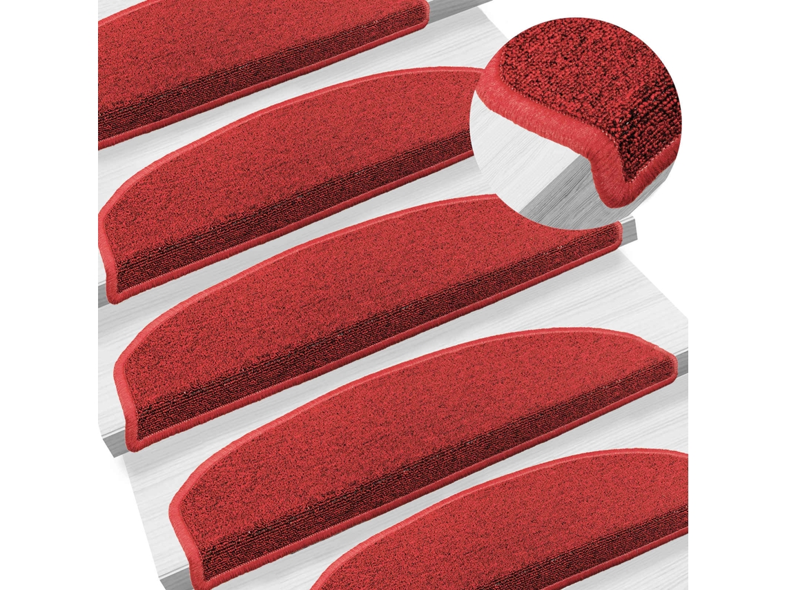 Tapetes adesivos para escadas 15 pcs MAISON EXCLUSIVE (15 pcs, 80x24,5x3,5 cm) em vermelho