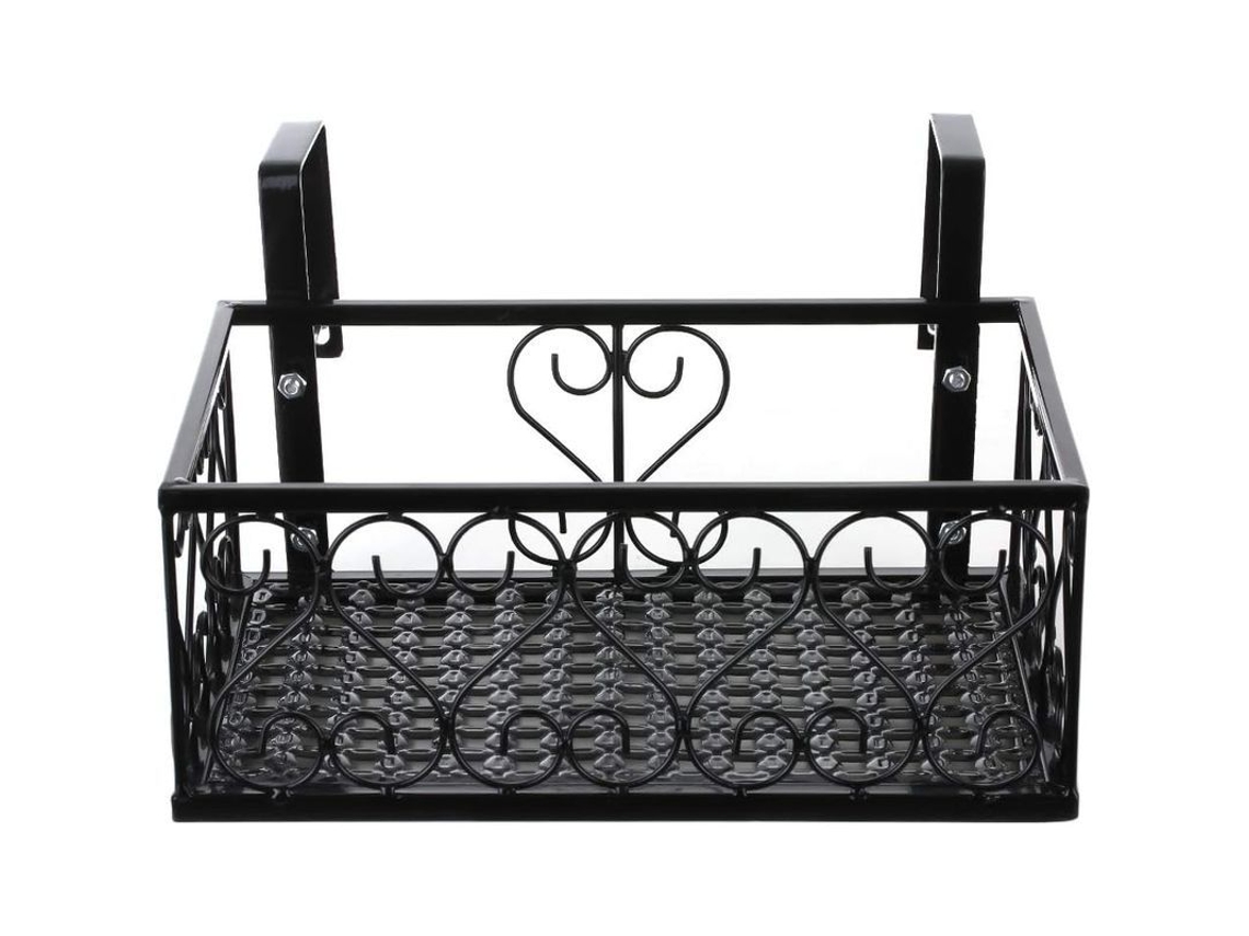 Suporte de metal vintage para plantas de varanda com ganchos de parede e design europeu robusto.
