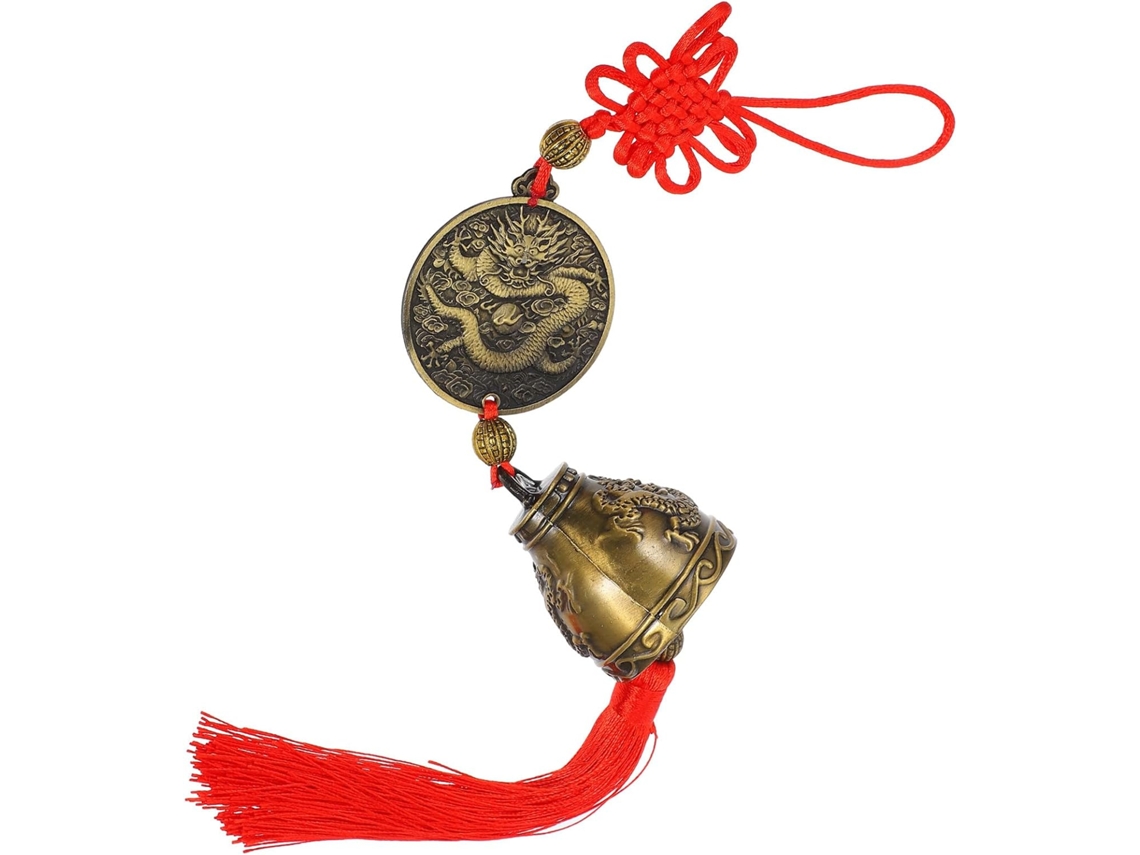 Sino de Vento Chinês em Cobre, com Nó e Borla, Simboliza Boa Sorte. Som Tradicional e Agradável para Portas e Janelas CHABERLU