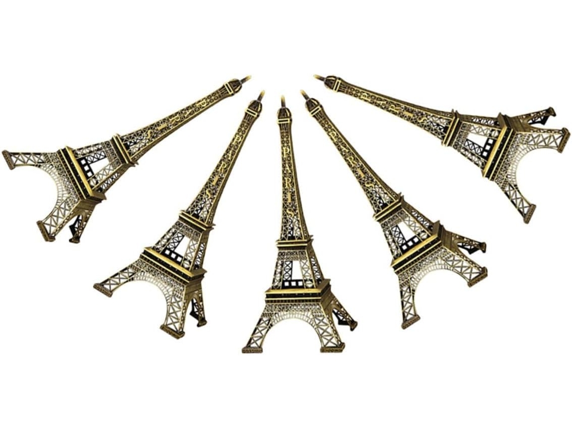 Conjunto 5 Miniaturas Torre Eiffel Metálica 10 Modelo Arquitetônico Decorativo Compacto Decoração Escritório GOKOCO