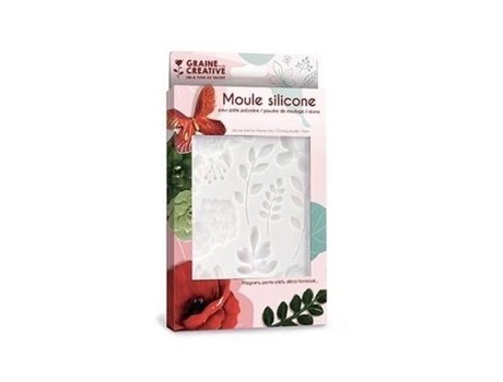 Molde de silicone floral não especificado, 10 impressões, 20,5 x 13,5 cm, para argila de polímero, grão criativo, para todos os talentos