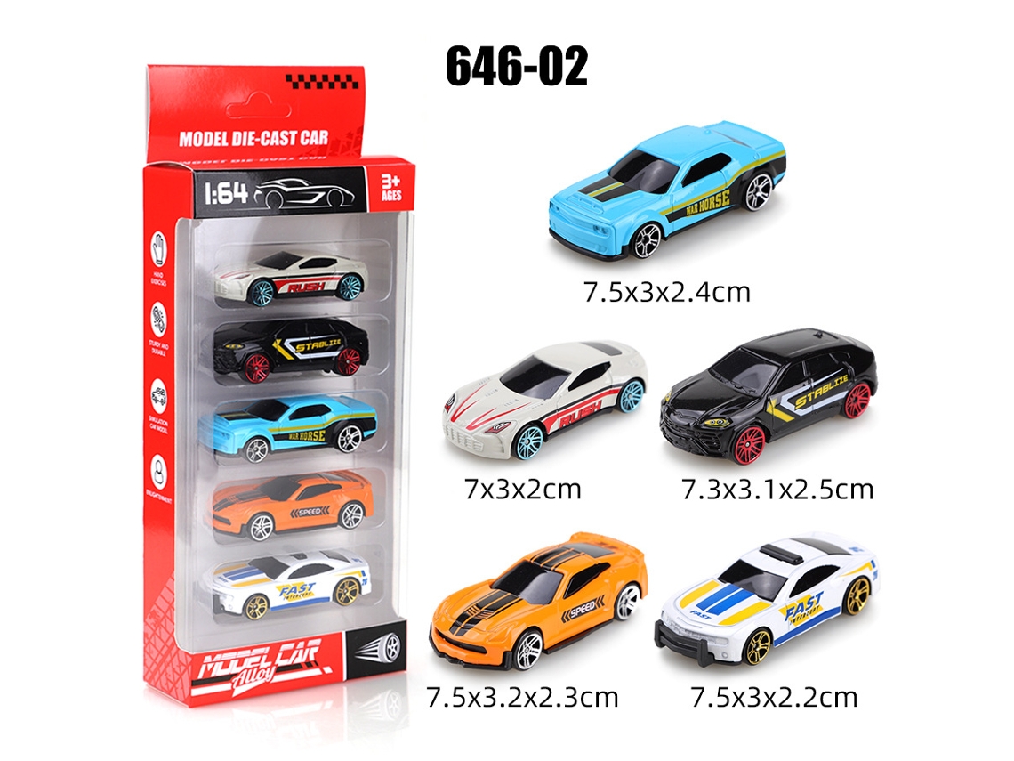 Miniaturas de Carros Deslizantes em Escala 1/64, Brinquedos Infantis MDUG (5 Carros)