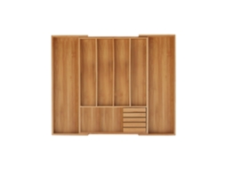 Tabuleiro Para Talheres Relaxdays Em Bambu, Extensível, Organizador Com 5 A 7 Compartimentos, Hbt 5x55x44,5 Cm, Natural
