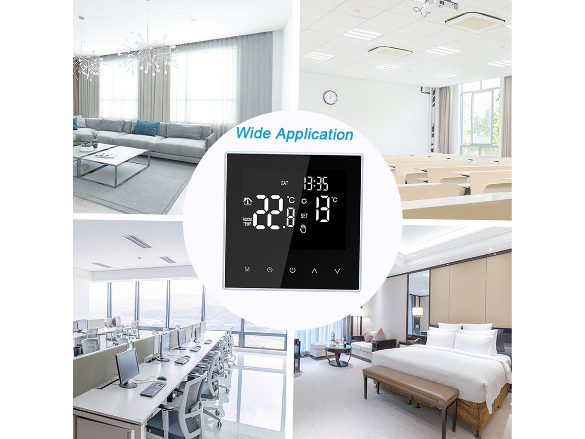Termostato Inteligente Digital Programável Para Aquecimento De Piso Elétrico 16a Com Tela Lcd Grande Residência Escritório Hotel