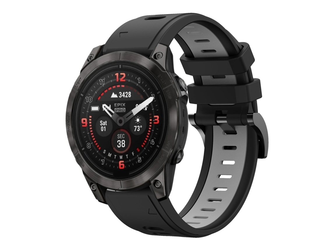 Bracelete Esportivo Silicone para Garmin Epix Pro com duas cores Preto e Cinza XIAOMOYU