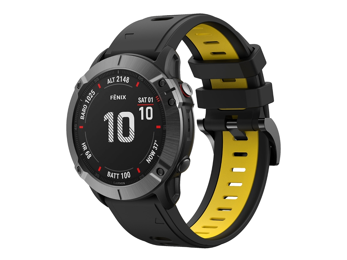 Bracelete de Smartwatch para Amazfit Falcon 22mm com fivela de metal de liberação rápida de silicone de duas cores (preto + amarelo)