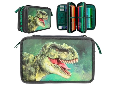 Estojo triplo para caneta Dino World com efeito 3D Miraflow