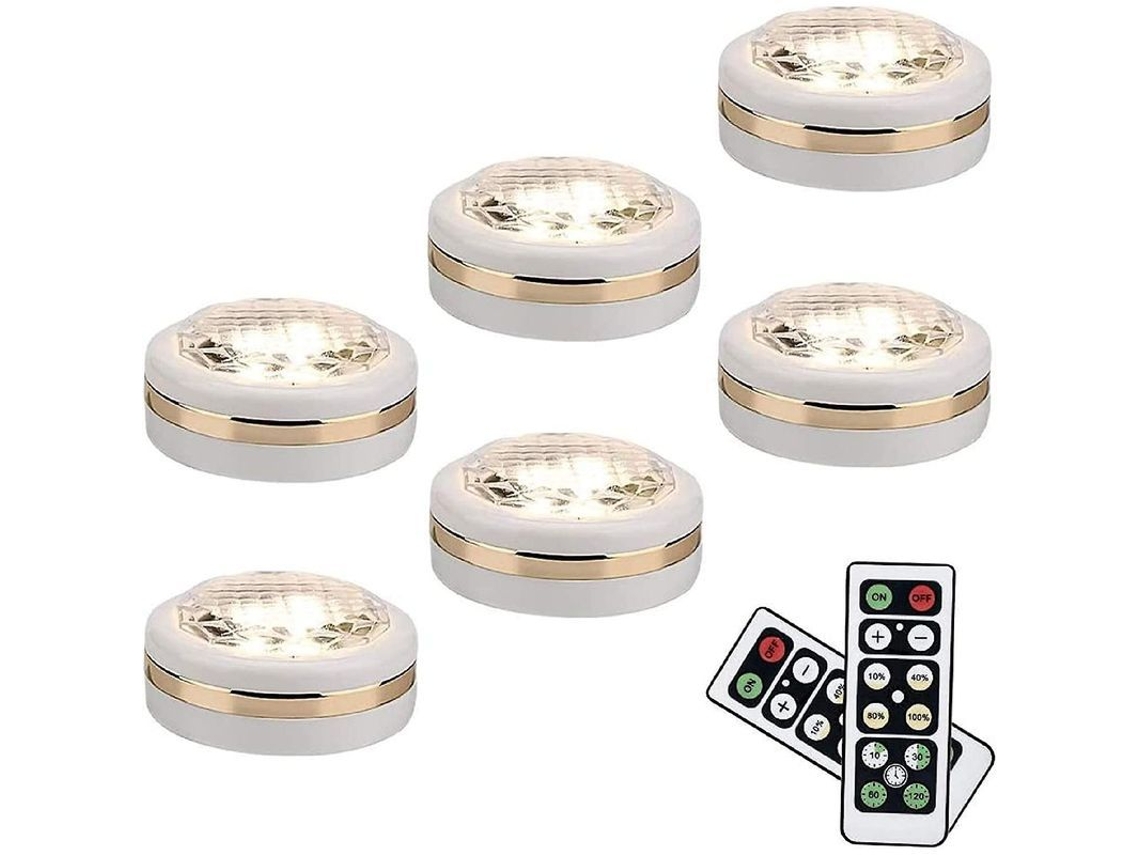 Luzes Led Sem Fio Com Controle Remoto 6 Pacotes De Bateria Para Armários