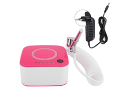 Kit portátil de aerógrafo para maquiagem com spray facial hidratante de oxigênio na cor rosa.