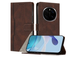 Capa De Couro Com Estampa Triangular E Suporte Tipo Carteira Para Honor Magic7 Pro 5g, À Prova De Choque