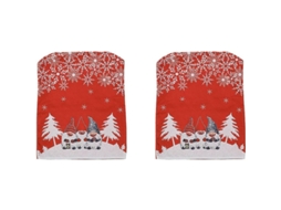 2 Fundas De Respaldo De Silla Navideñas Elásticas Lavables Rojas Para Decoración De Comedor Hogar
