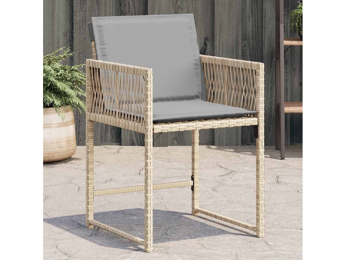 Vidaxl Cadeiras De Jardim Com Almofadões 4 Pcs Vime Pe Bege Misturado