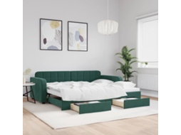 Sofá Cama De Solteiro Com Gavetas Gavetão Lovely Home Madeira Veludo Verde (90x200)