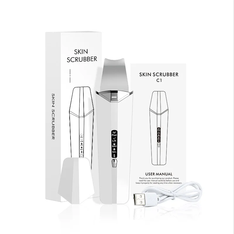(branco) Aparelho De Limpeza Facial Ultrassônico Com Raspador Facial Elétrico