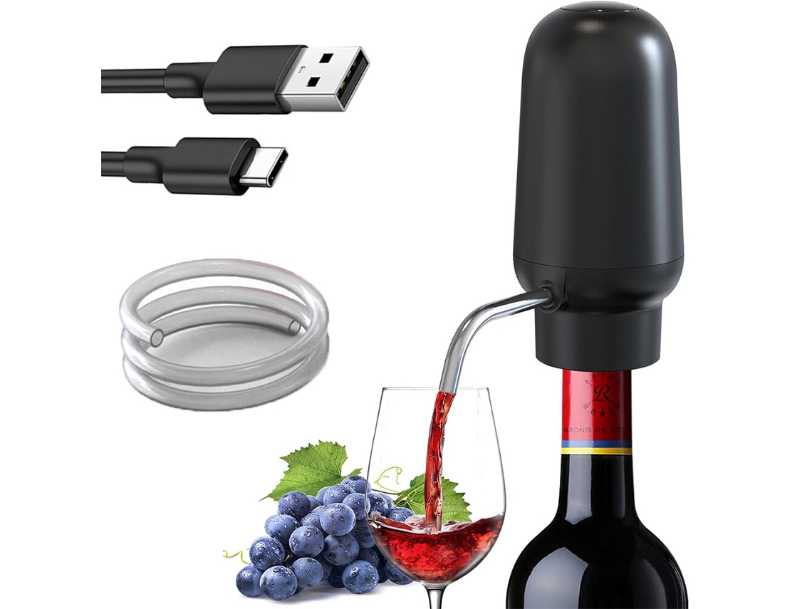 Peça Aerador De Vinho Elétrico Recarregável Usb Preto Para Amantes De Vinho Presentes SUNNY SPACES