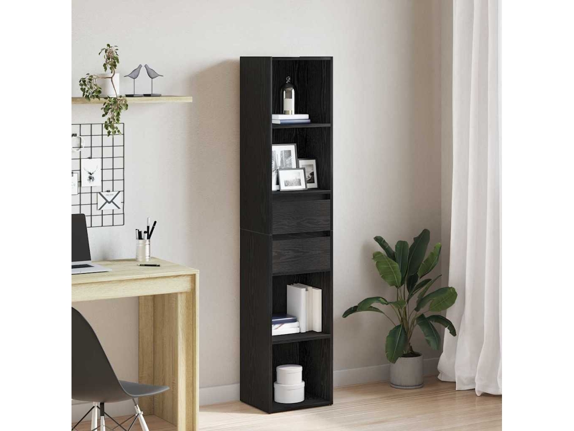 Vidaxl Gabinete De Livros 4 Níveis 36 X 30 X 171 Cm Carvalho Preto
