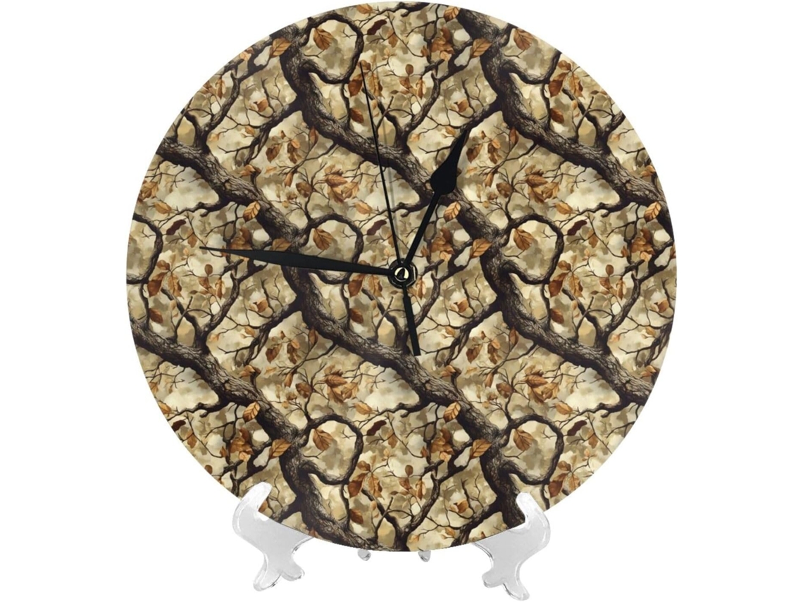 Relógio De Parede De 25cm 10 Polegadas A Bateria, Com Design Retrô De Camuflagem E Estampa Moderna, Silencioso E