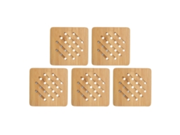 5 Posavasos Bambú Resistentes Ao Calor 15cm