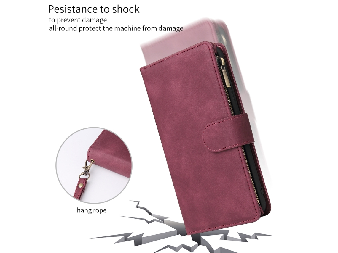 Capa de telefone com zíper e múltiplos cartões para iPhone 12 EOOCOO