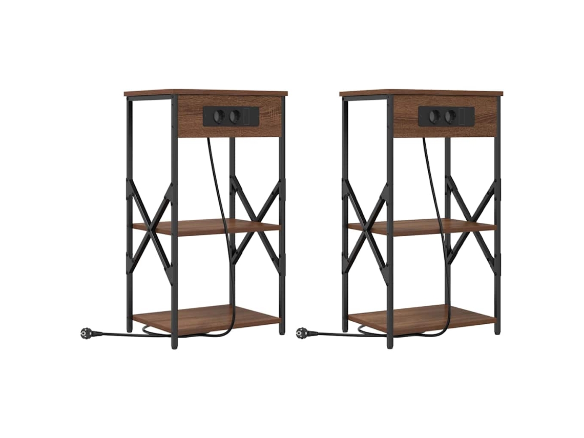 Conjunto de 2 Armários de Cabeceira Carvalho Marrom 41x31x76 cm MAISON EXCLUSIVE