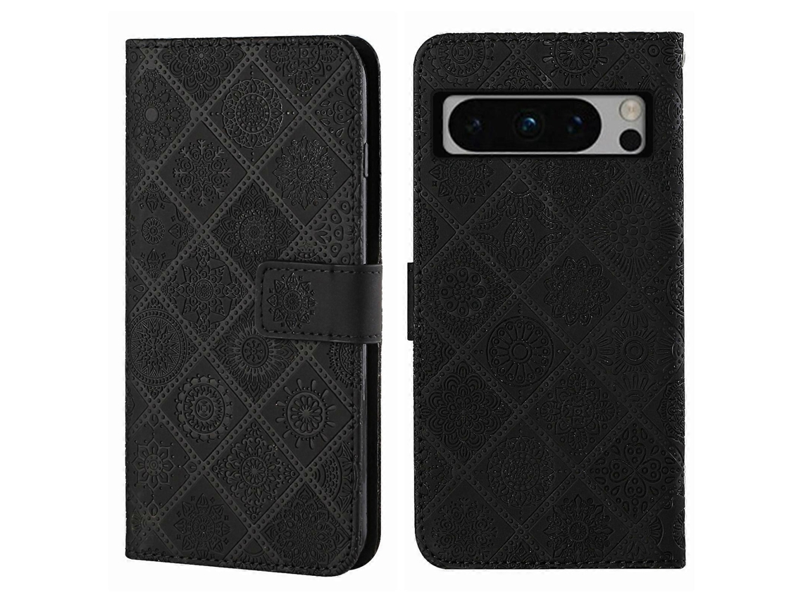 Capa De Couro Para Celular Com Padrão Étnico Em Relevo