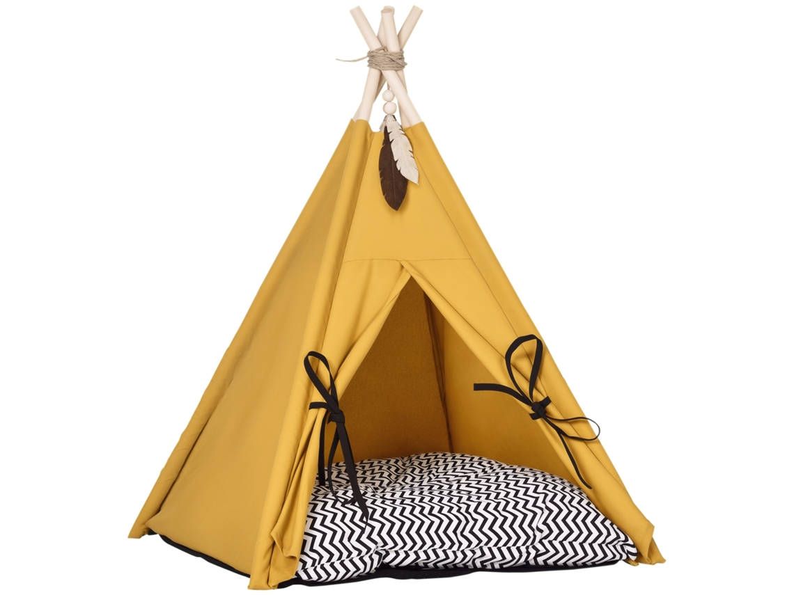 Cama Pet, Droll Teepee, com Almofada Macia para Deitar, Tapete no Chão, para Cães e Gatos, 60 X 60 X 76 Cm Ge
