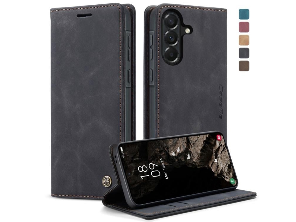 Capa Para Samsung Galaxy A37 5g Multifuncional Horizontal De Couro Preta