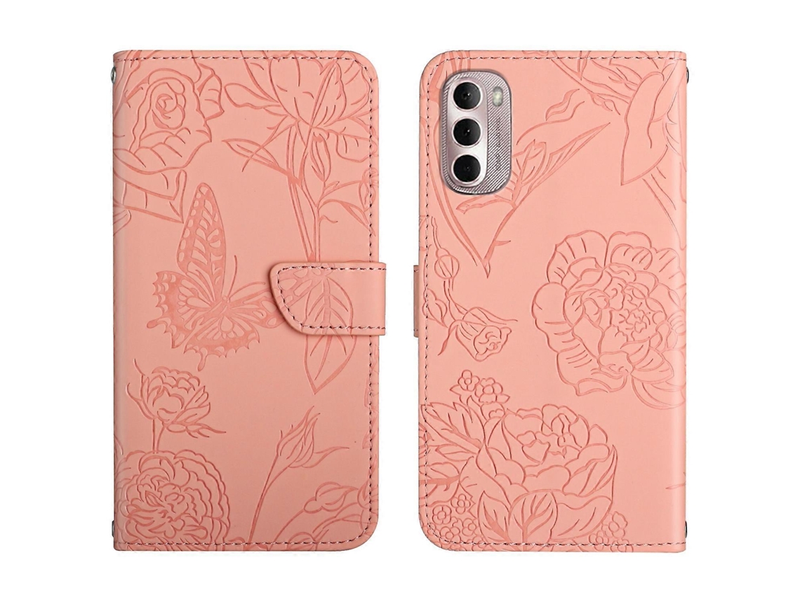 Capa De Couro Com Estampa De Peônia Borboleta E Toque De Pele Para Motorola Moto G Stylus 5g 2022