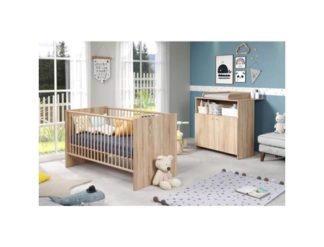 Quarto Para Bebê Duo Niko Cama 70x140 Cm Cômoda Com Trocador 2 Frete Decoração Carvalho Natural Trendteam