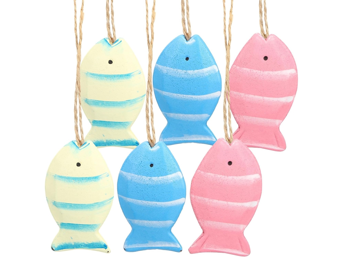 Conjunto de 6 Peças Decoração Parede com Tema Peixes Náutica para Pendurar em Banheiros e CHABERLU