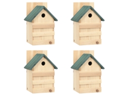 Vidaxl Casas Para Pássaros 4 Pcs 23x19x33 Cm Madeira De Abeto