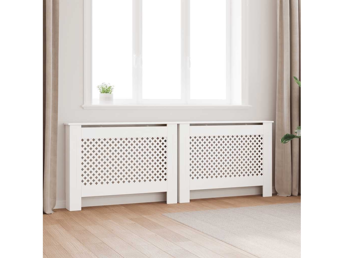 Vidaxl Coberturas De Radiador 2 Pcs 112x19x81,5 Cm Mdf Branco