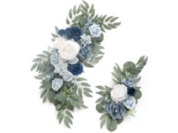 Guirlandas de Flores Artificiais para Placa de Casamento, Arcos Decorativos em Tons de Azul Acinzentado e Azul Marinho para Cerimônia AQUAFORGE