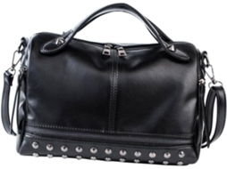 Bolsa Transversal Feminina Com Tachas, Em Couro Pu Preto, Leve E Versátil Para Uso Diário, Praia E Compras.