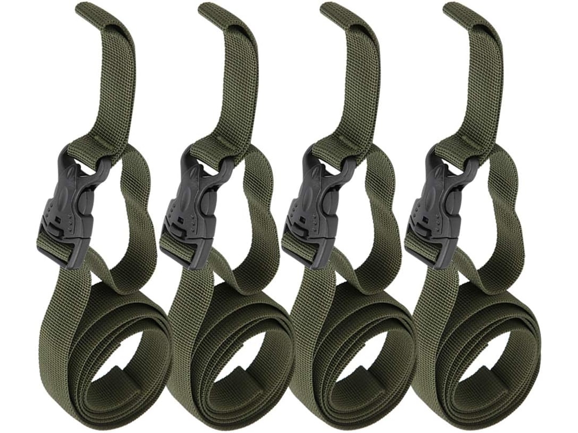 Conjunto De 4 Cintas Bagagem Ajustáveis Em Nylon Resistente Com Fivela Dupla Segurança Para Camping, Viagens E