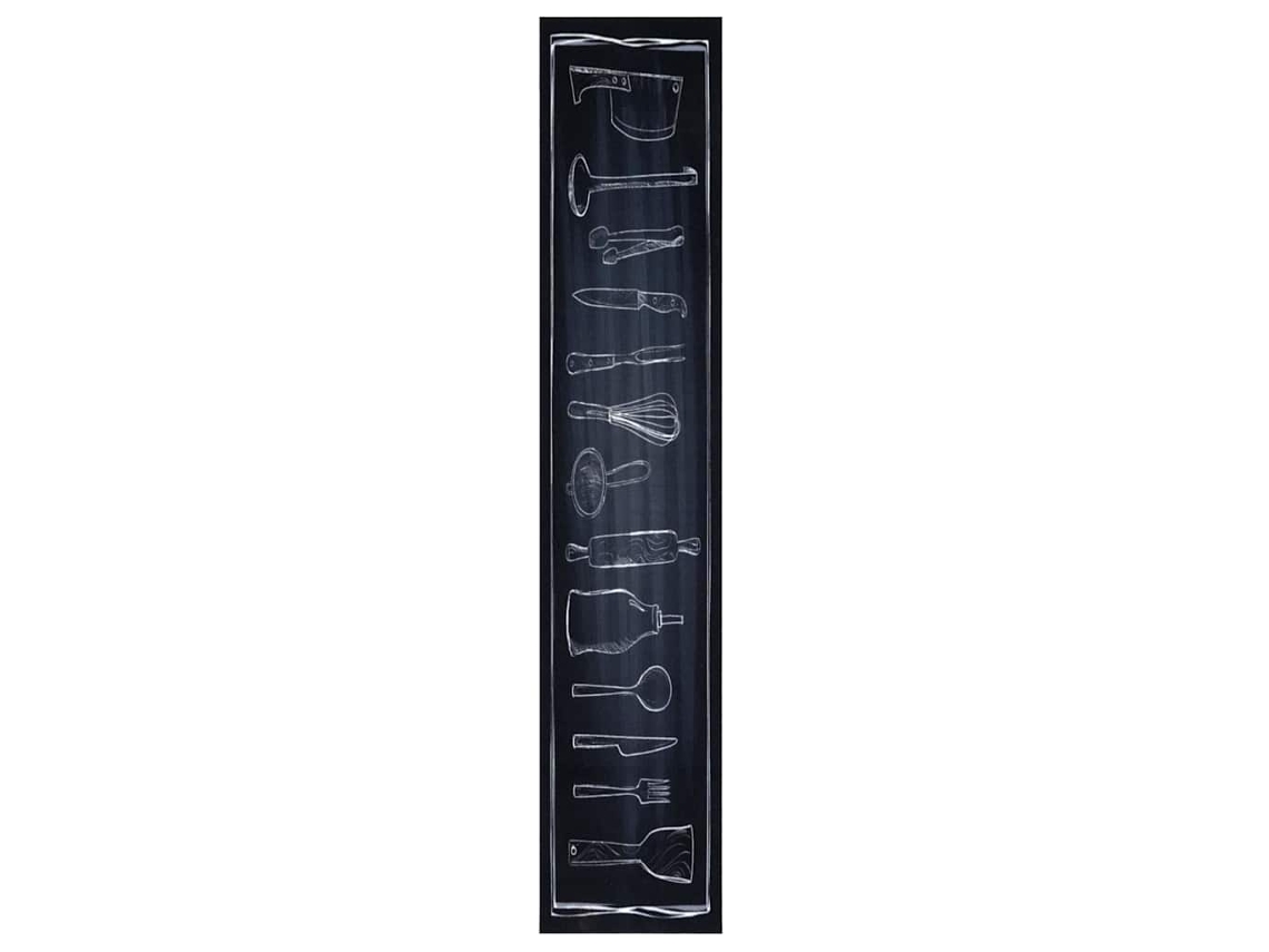 Conjunto 1 Tapete De Cozinha Vidaxl Preto Veludo (300 X 60 Cm)