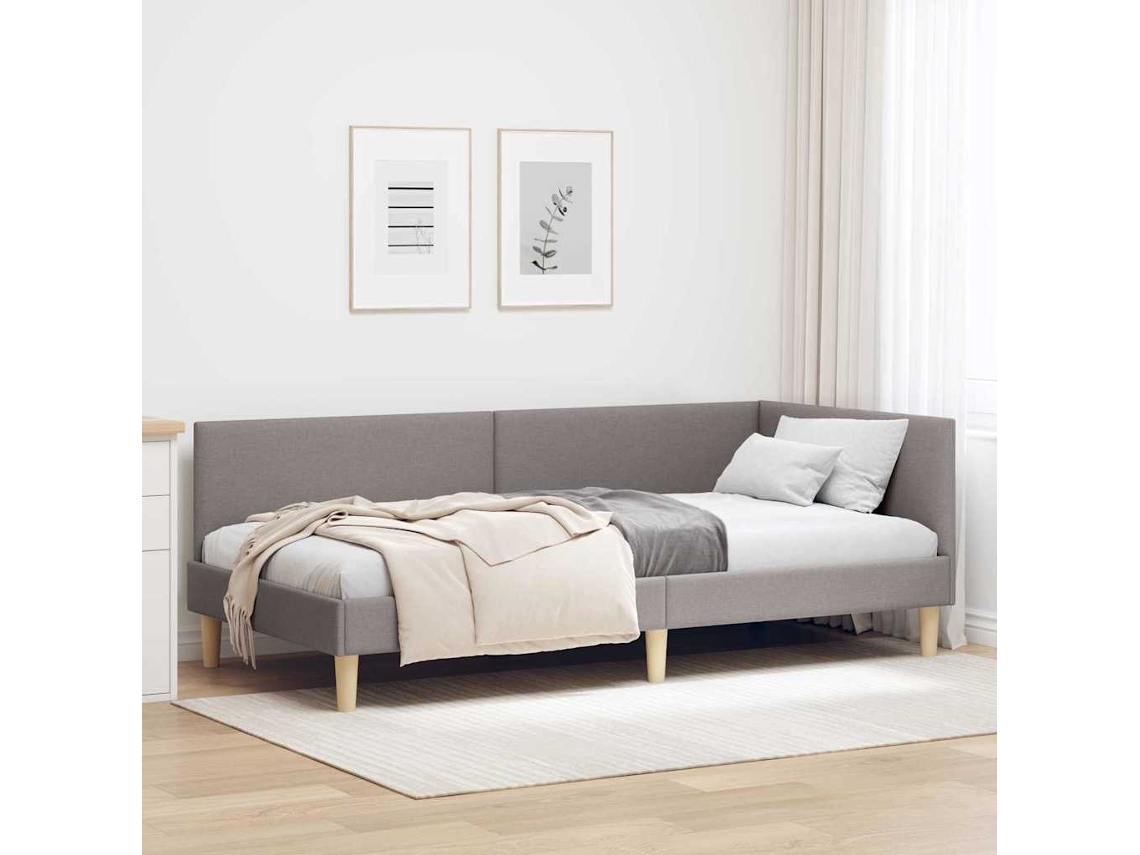 Vidaxl Estrutura De Cama De Canto Cinzento-acastanhado 80 Cm X 200 Cm
