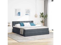 Vidaxl Cama De Armazenamento Led Com Colchão Cinzento-escuro