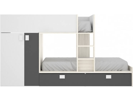 Conjunto de Quarto  Matt MB 03K4534386 (Branco, Cinzento - Contraplacado, Metal - 150x275x108 cm)