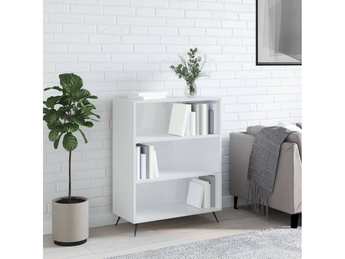 Vidaxl Estante 69,5x32,5x90 Cm Derivados De Madeira Branco Brilhante