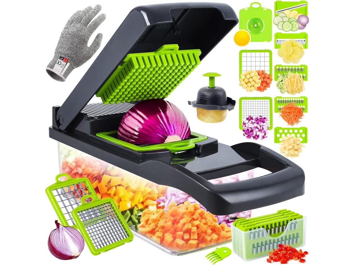 Cortador De Legumes Multifuncional 16 Em 1, Mandolina Profissional Para Cozinha, Cortador De Legumes Manual Com 8 Lâminas Substituíveis