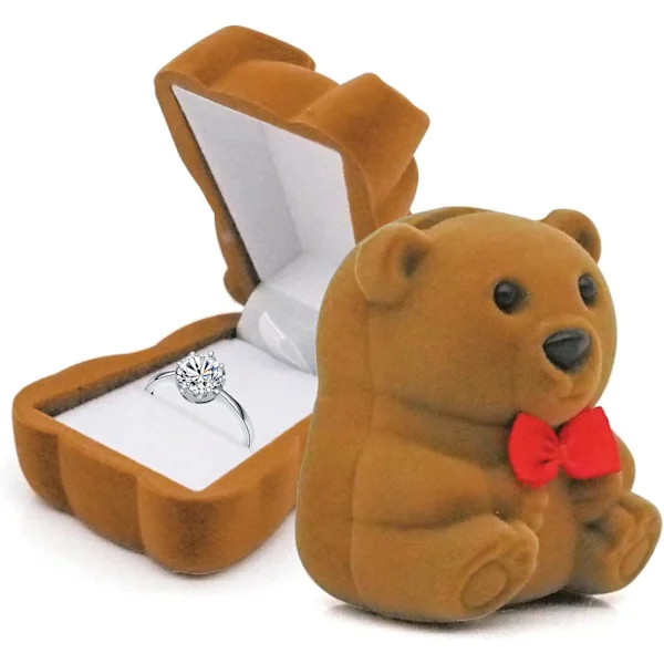 Caixa Para Anel Em Forma De Urso Marrom, Caixa Pequena, Simples E Requintada Para Guardar Anéis, Com Um Toque Retrô