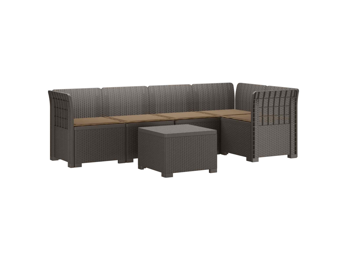 Vidaxl Sofá De Jardim De 5 Pessoas Com Almofadas Visual De Rattan Pp