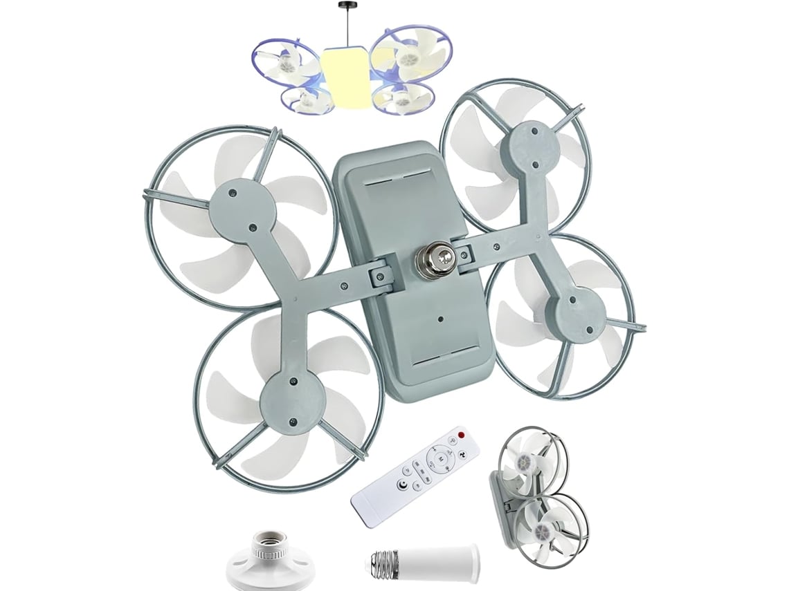 Ventilador De Teto Com Luz Led Estilo Drone – Iluminação Moderna E