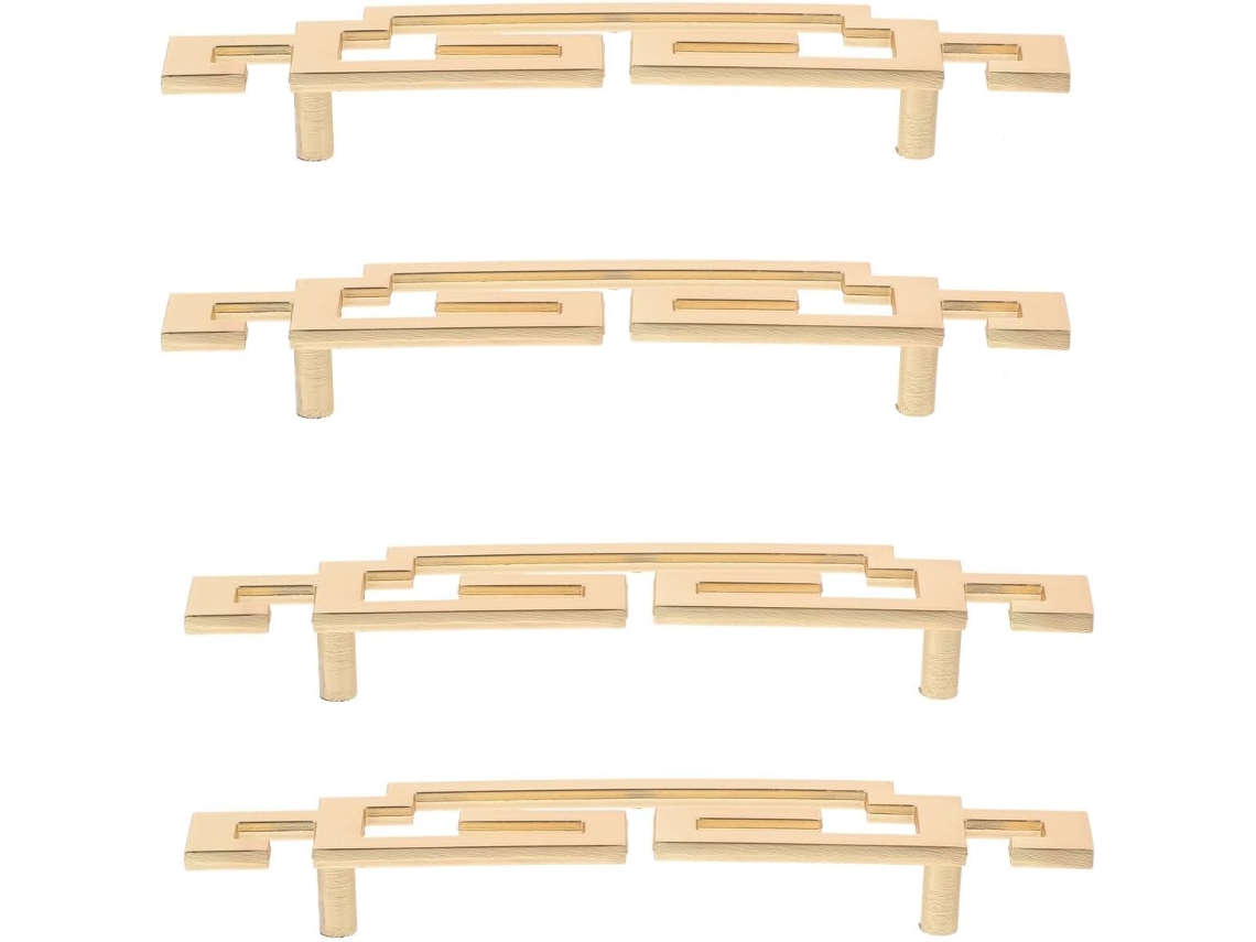 Conjunto De 4 Puxadores Modernos Em Estilo Chinês Para Móveis, Em Liga De Zinco Dourada, Com Pegada Confortável E