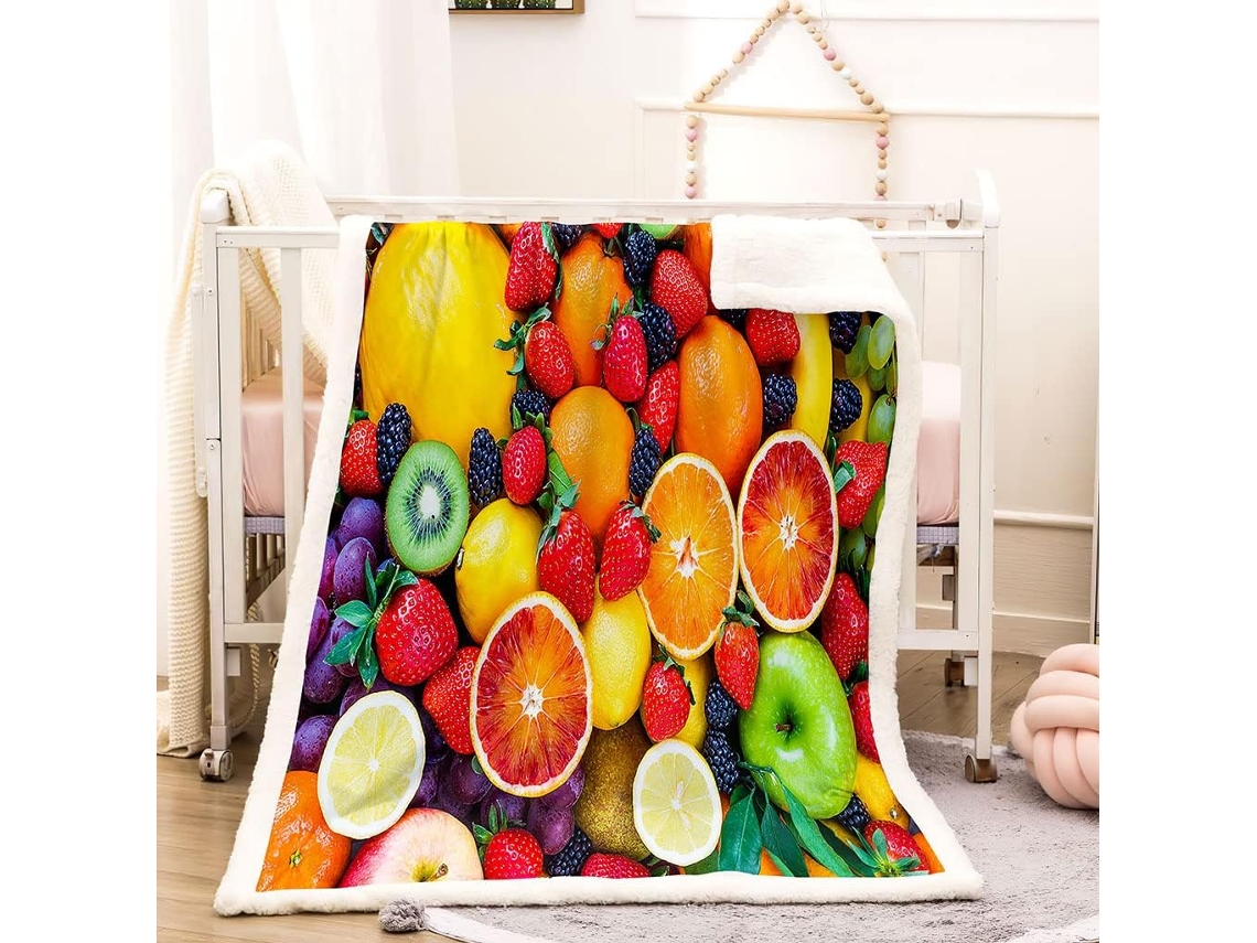 Manta Estampa de Frutas Frescas em Microfibra 150x200cm