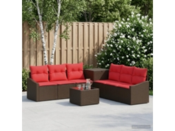 Vidaxl Conjunto De Sofás 8 Unid. Marrom E Vermelho