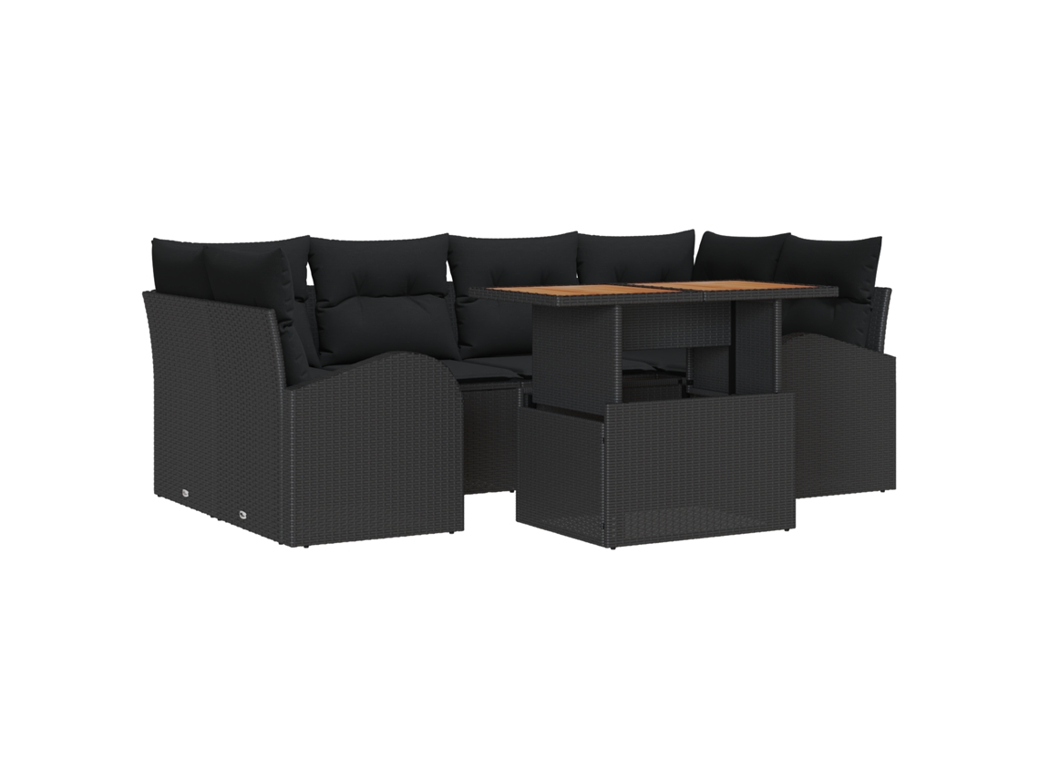 Conjunto 7 Móveis De Jardim Vidaxl Preto Vime Pe (100 X 55 X 73 Cm)