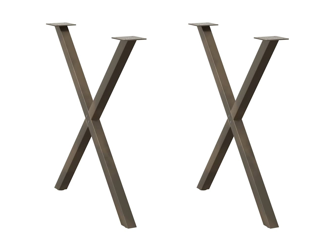 Vidaxl Pés Para Mesa De Jantar Em Formato De X, 2 Peças, Aço Natural, 70x(72-73) Cm, Aço