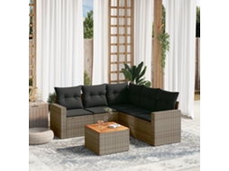 6 Pcs Conjunto Sofás De Jardim Com Almofadões Vime Cinza Dkd Home Decor